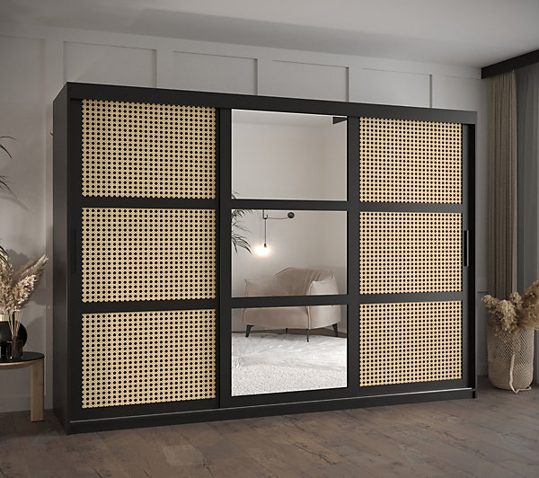 Armoire Plecionka 2 a portes coulissantes H. 200 x L. 250 x P. 62 3 portes