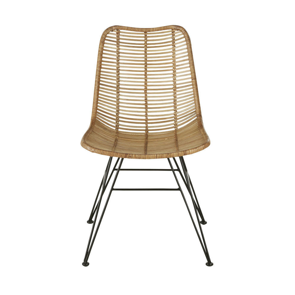 Pitaya - Chaise en rotin et métal noir