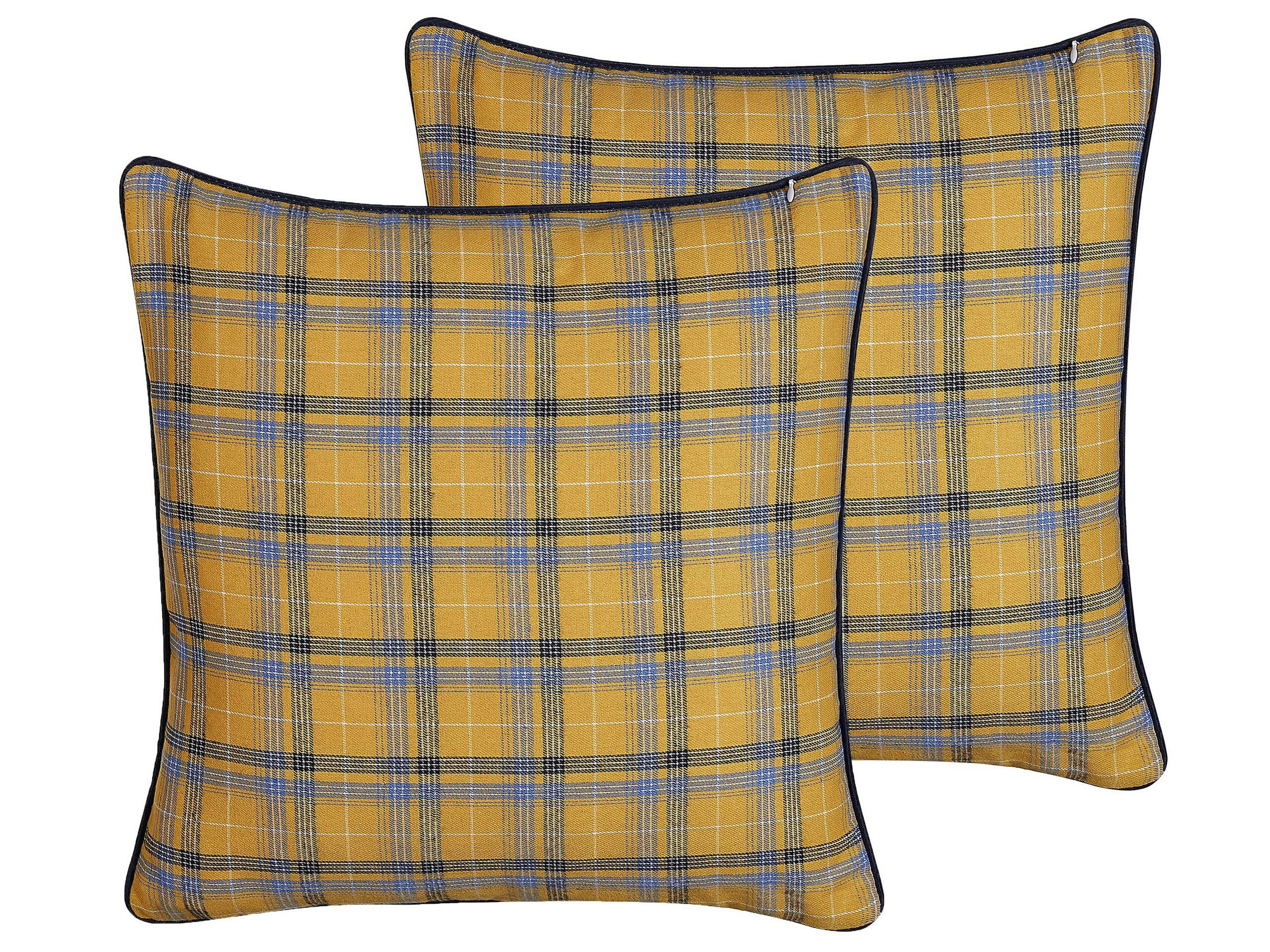DICENTRA - Lot de 2 coussin décoratifs en tissu jaune 45x6cm