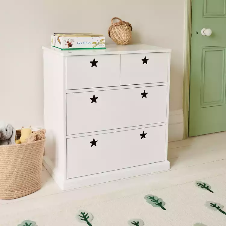 Great Little Trading Company Star 4 Drawer Chest - White