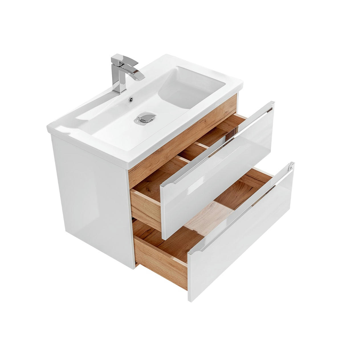- Meuble simple vasque encastrée 80cm blanc