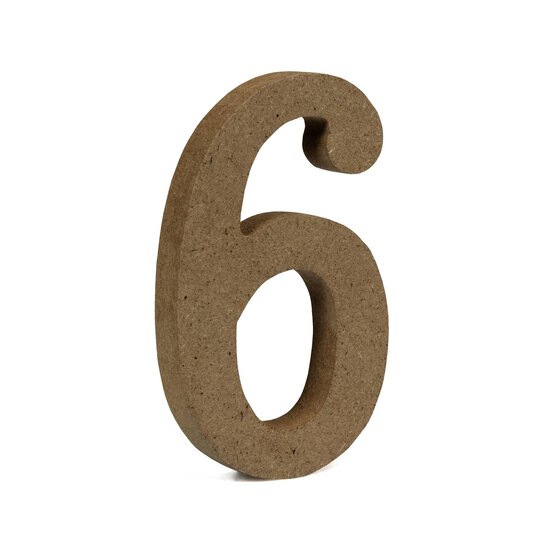 Mini MDF Wooden Number 6 8cm