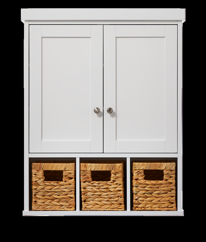 For Living Wall Mount Cabinet With Baskets, White
