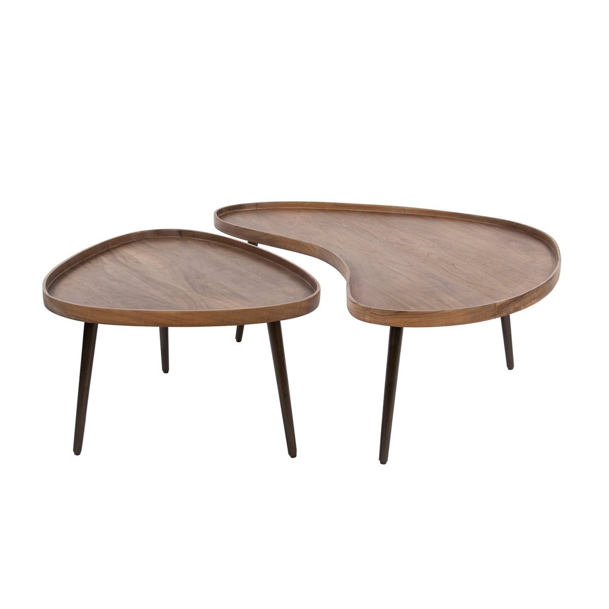Giga Meubel Salontafel Carve - Organisch Bruin Acaciahout - Set van 2