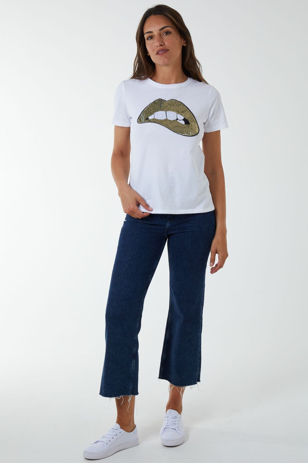 Blue Vanilla Sequin Lip Bite T-Shirt