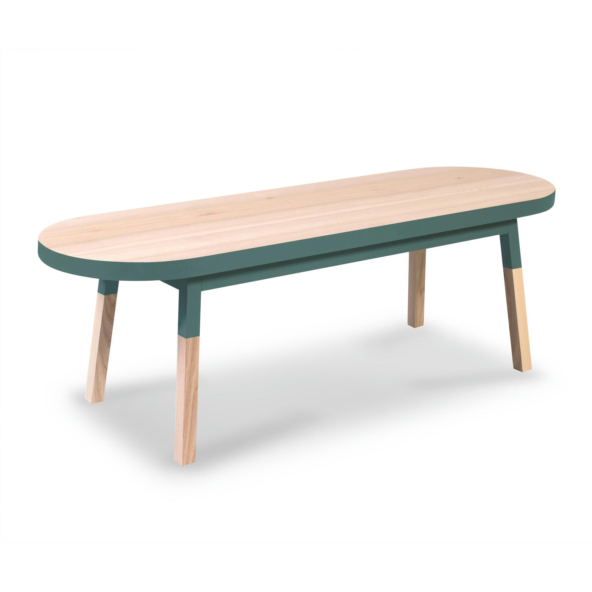 EGEE - Table basse banc 140 cm, 100% frêne massif bleu briac