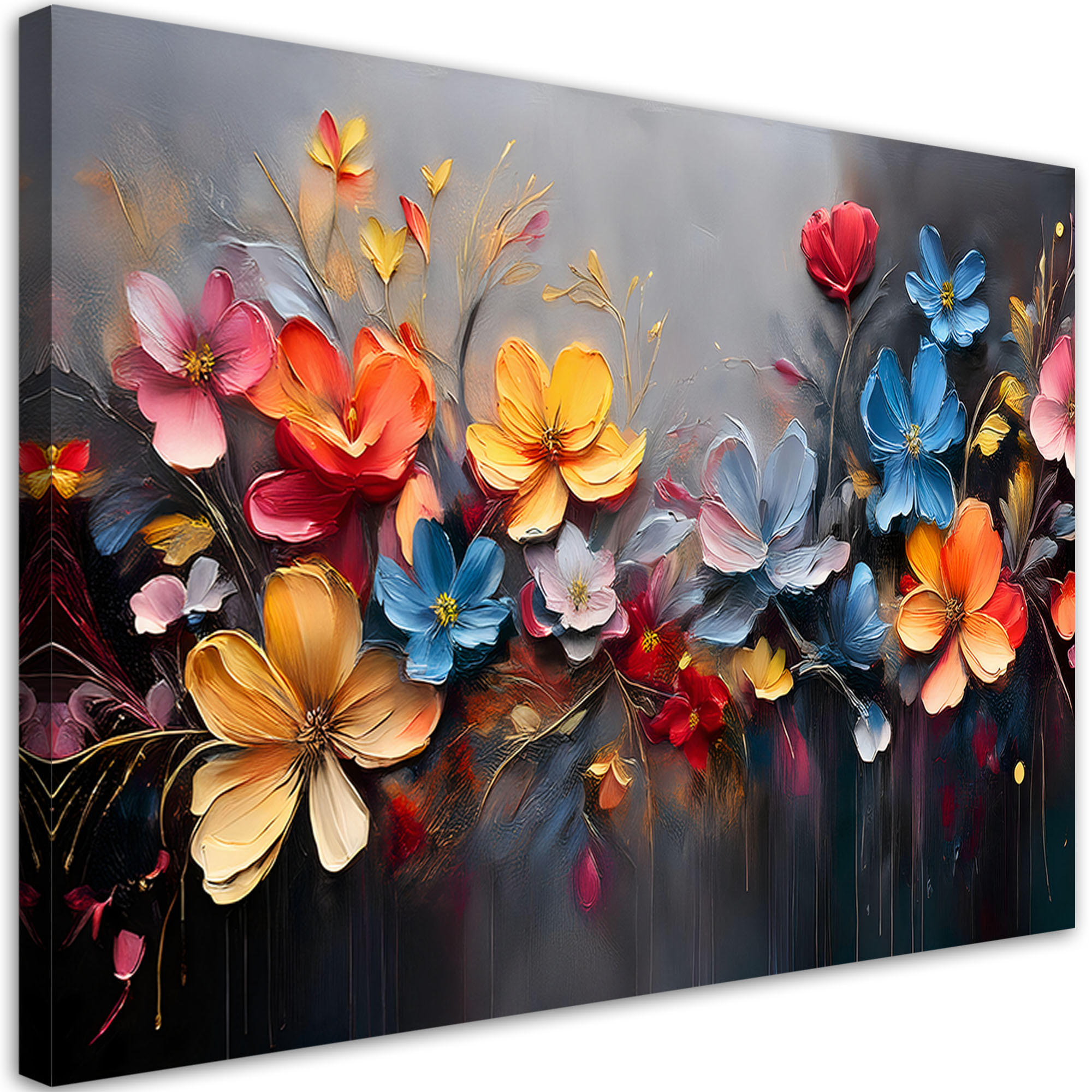 Feeby Obraz na płótnie, Malowana Kompozycja Kwiatów 60x40