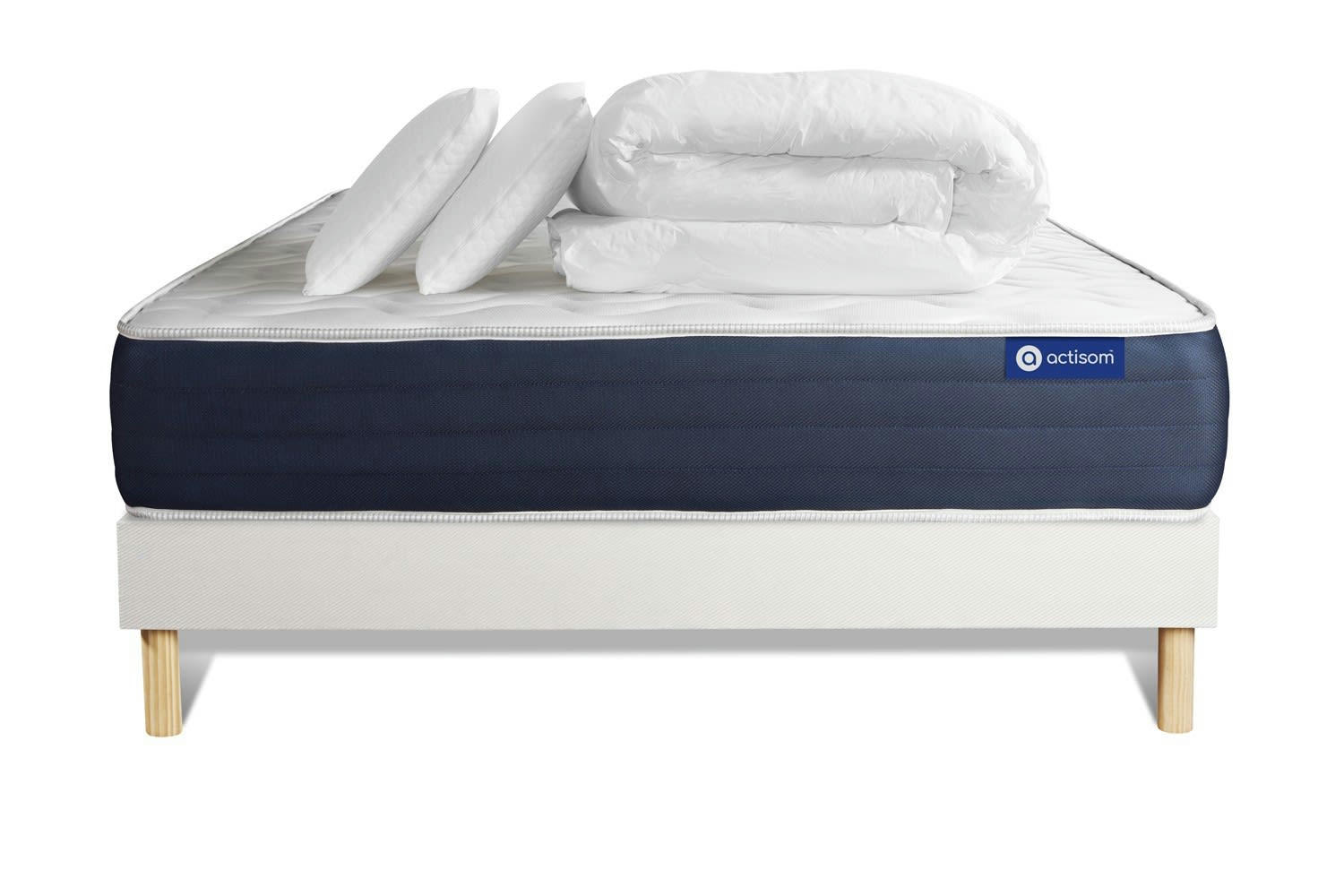 ACTIMEMO SLEEP - Pack prêt à dormir 200x200 cm sommier kit blanc