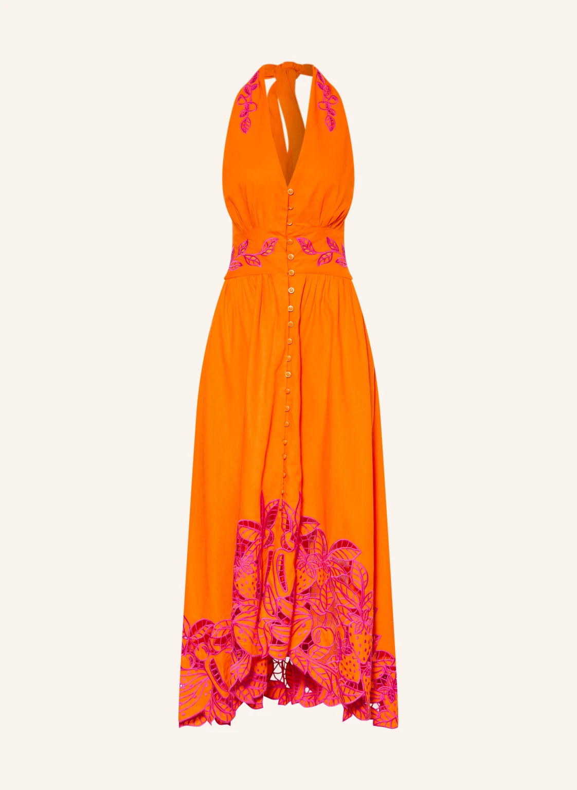 FARM RIO Kleid FRUIT RICHILIUER ARTISANAL mit Leinen und Lochspitze