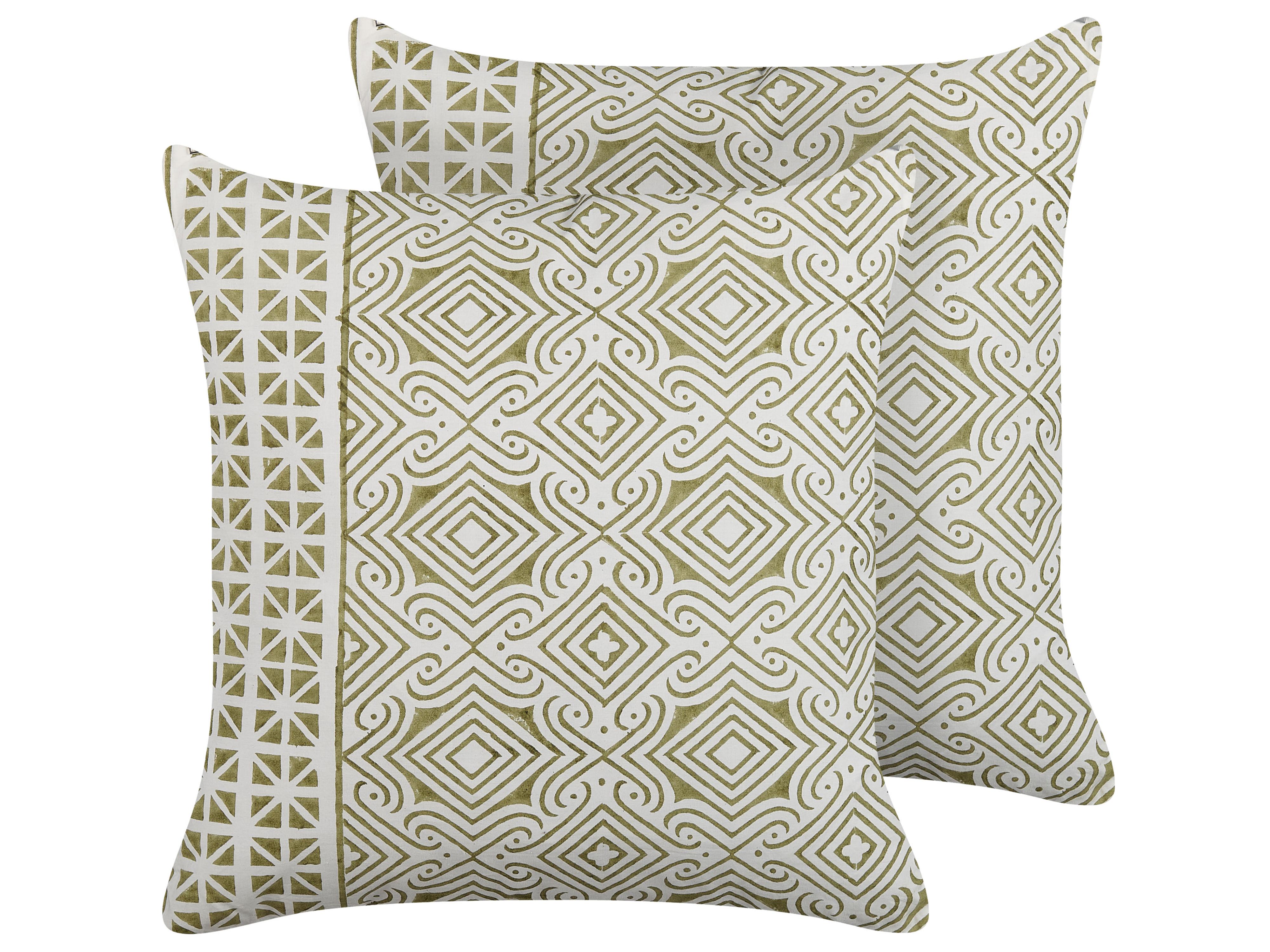 Throw Cushion LARICS Cotton 45 x 45 cm Green Oriental Pattern