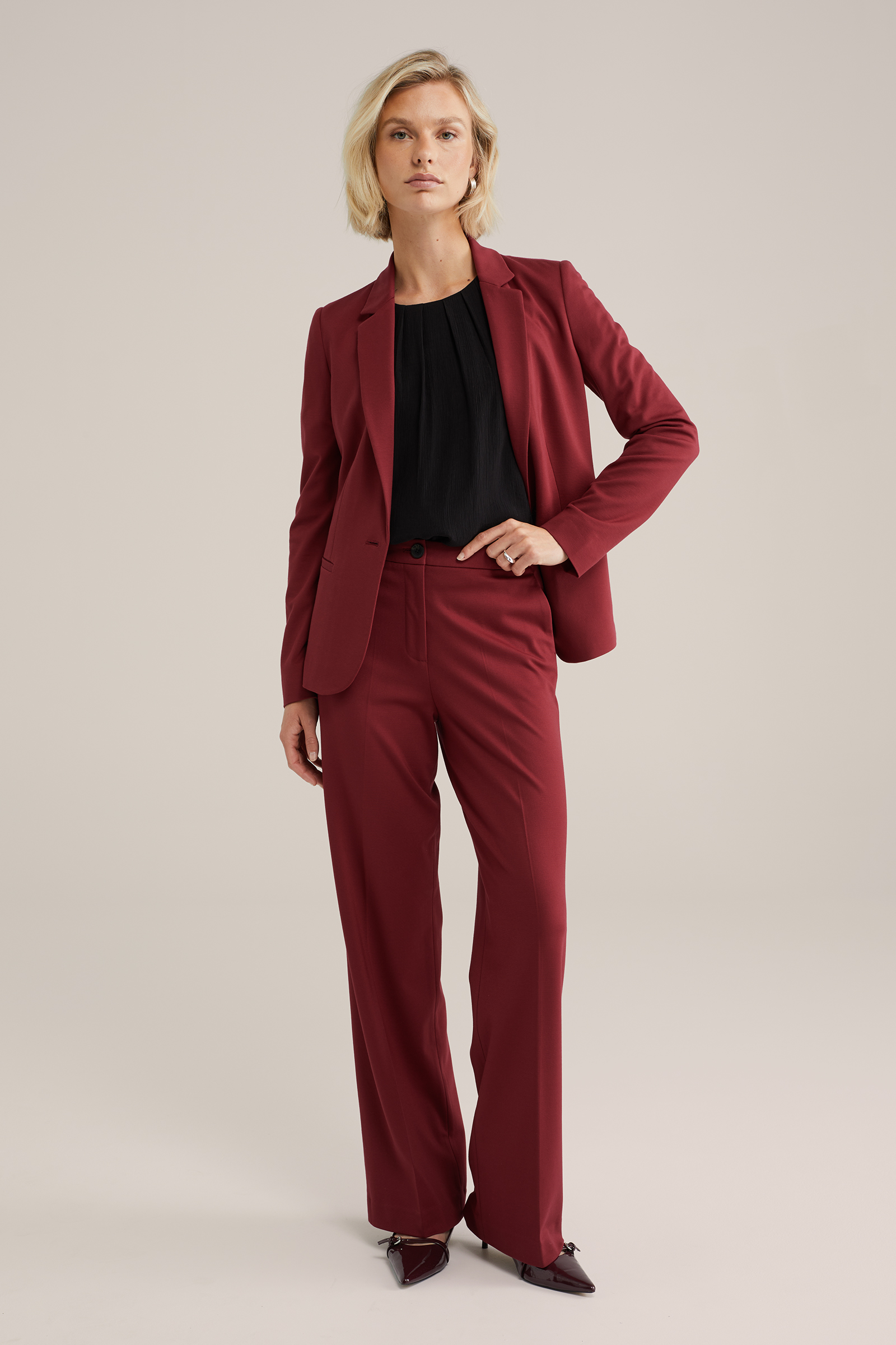 Dames wide leg jersey pantalon met stretch