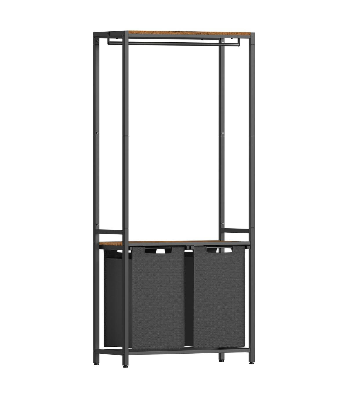 - Meuble de salle de bain avec panier à linge intégré et étagère