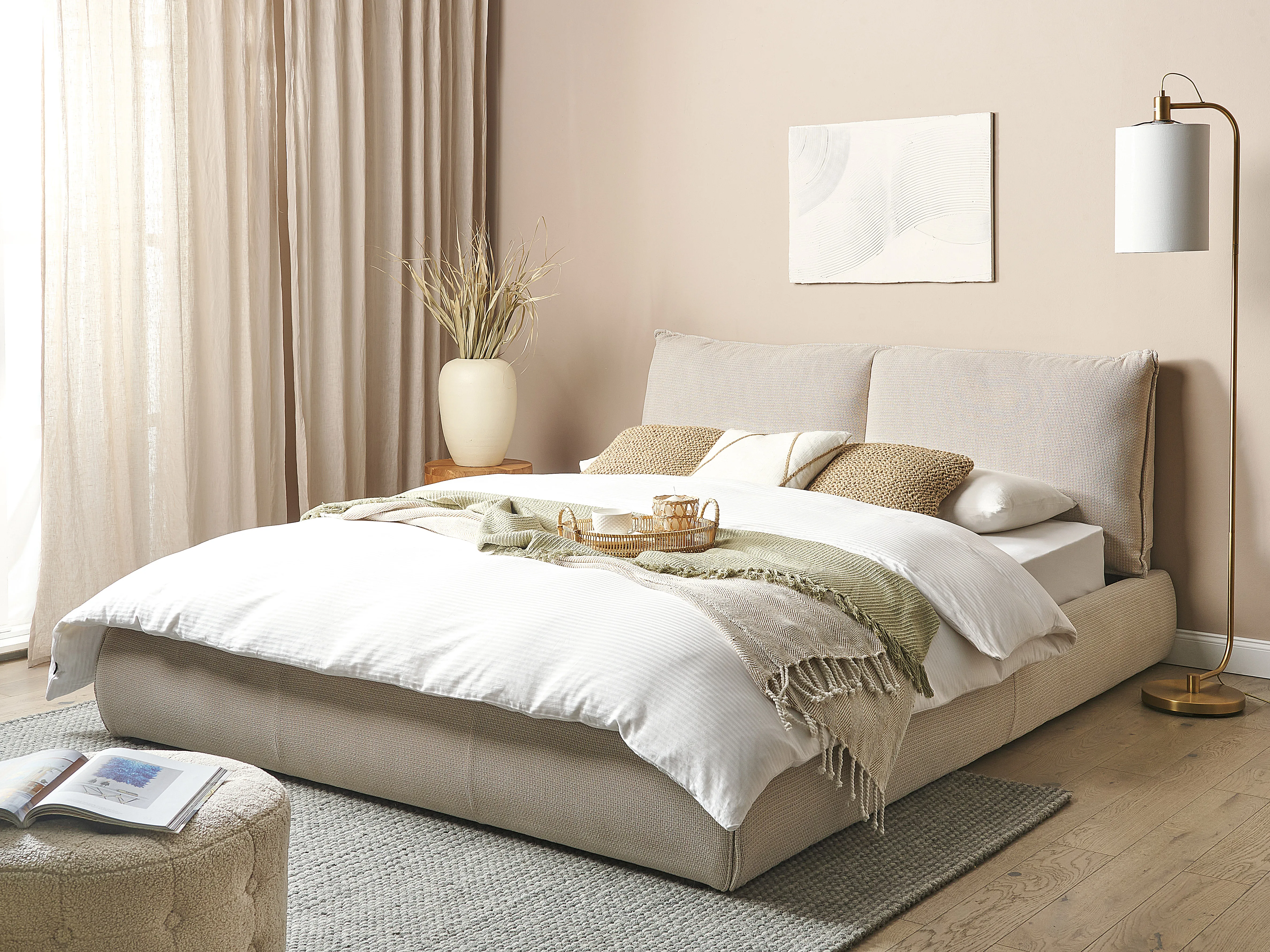 Bed Fabric VINAY 160 x 200 cm (EU King Size) Beige