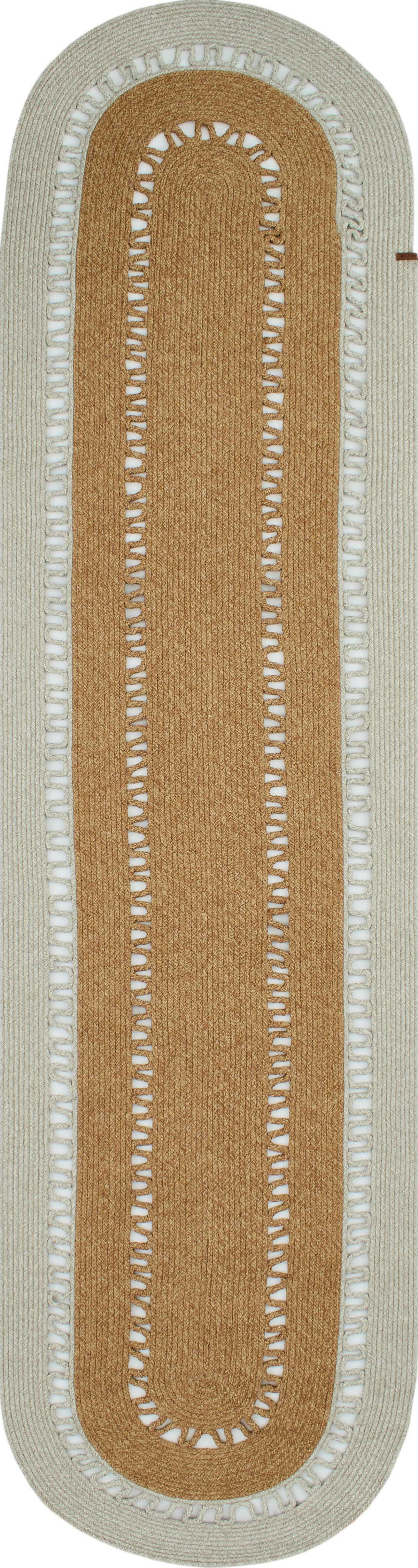 LIMA - Tapis bicolore aspect jute fait main motif découpé gris - 80x300