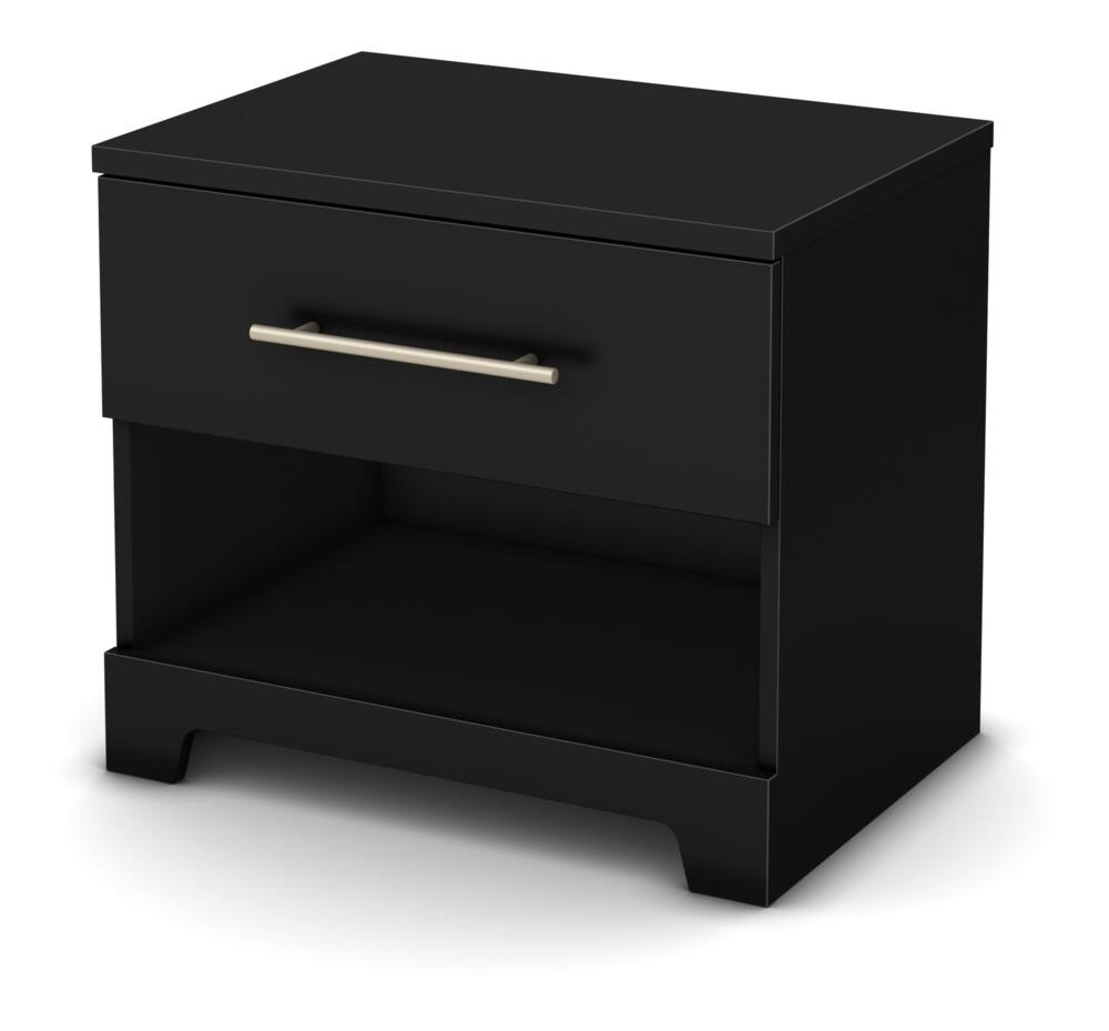 South Shore Primo 1-Drawer Bedroom Nightstand/Bedstand With Open Shelf, Rustic Oak Finish