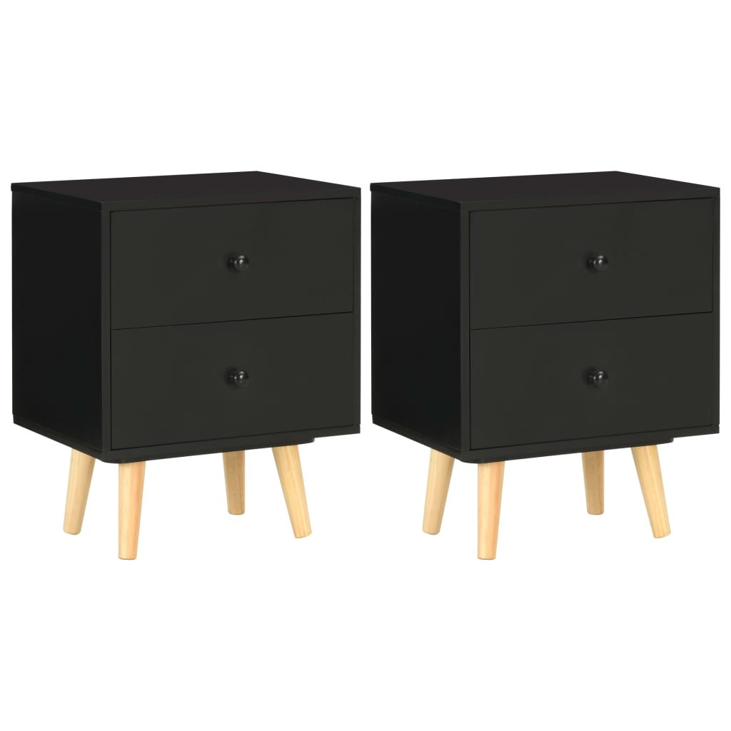 2x Szafka Nocna Stolik Komoda Czarna z Szufladą Do Sypialni 40x30x50 cm