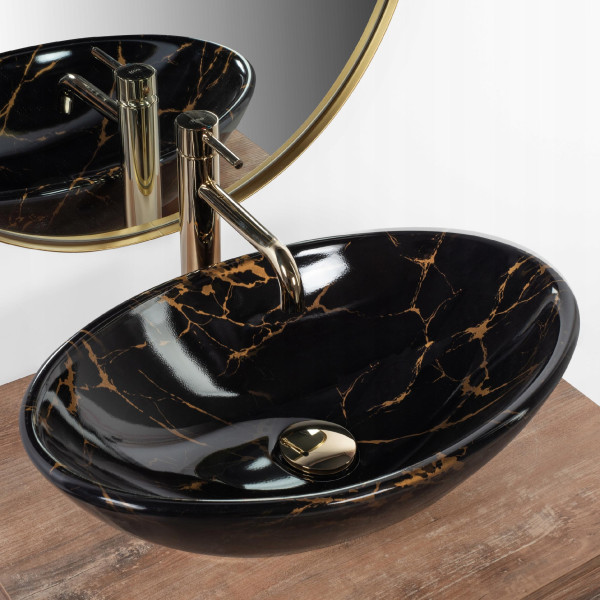 Umywalka Nablatowa Pamela Marble Shiny Czarna - Rea