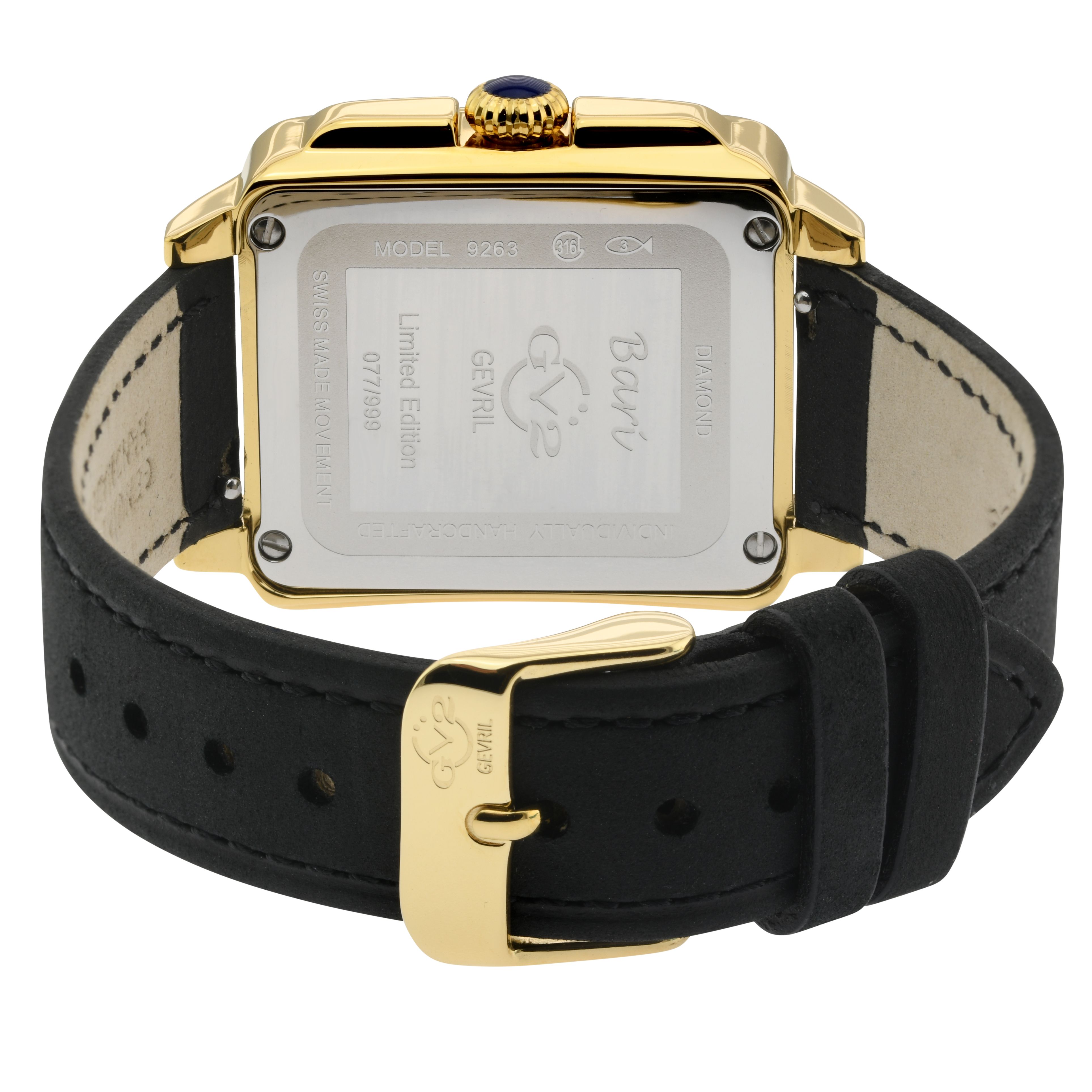 GV2 Bari Black Leather Swiss Quartz Watch