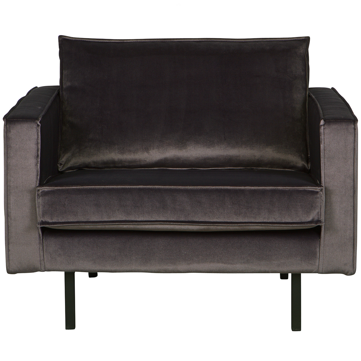 WOOOD fauteuil Rodeo - Velvet - Antraciet - 85x105x86