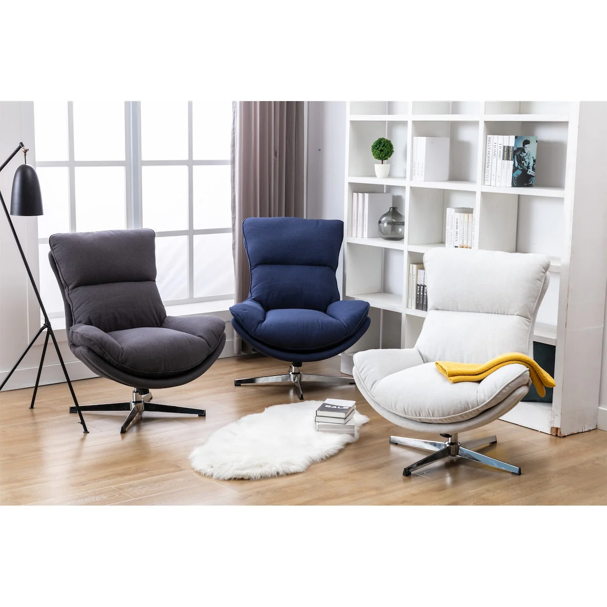 Upholstered Glider Lounge Chair, Accent Lazy Recliner, Comfortable Fabric Leisure Sofa Chair for Living Room