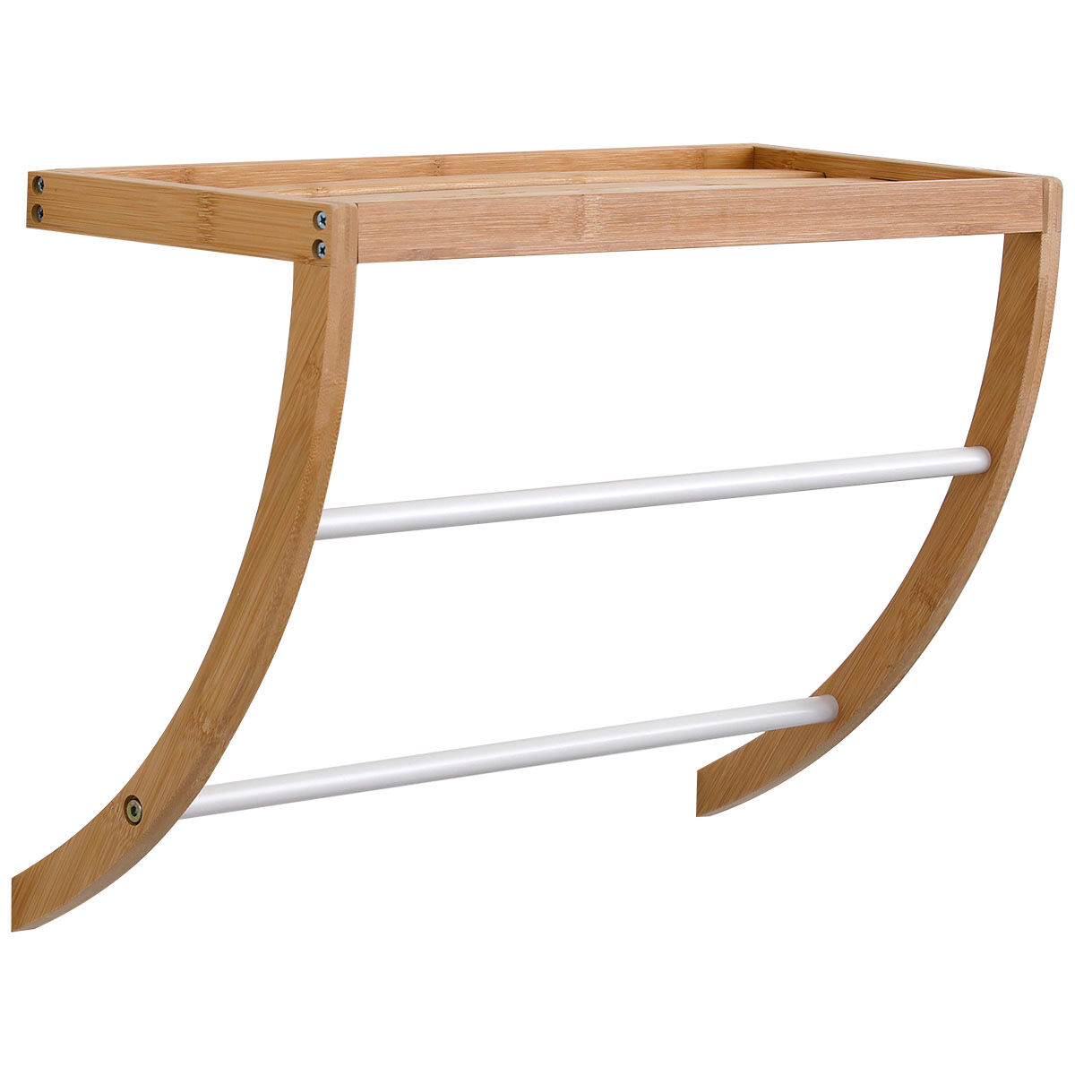 Toalheiro wc de mural branco em bambu com 2 barras