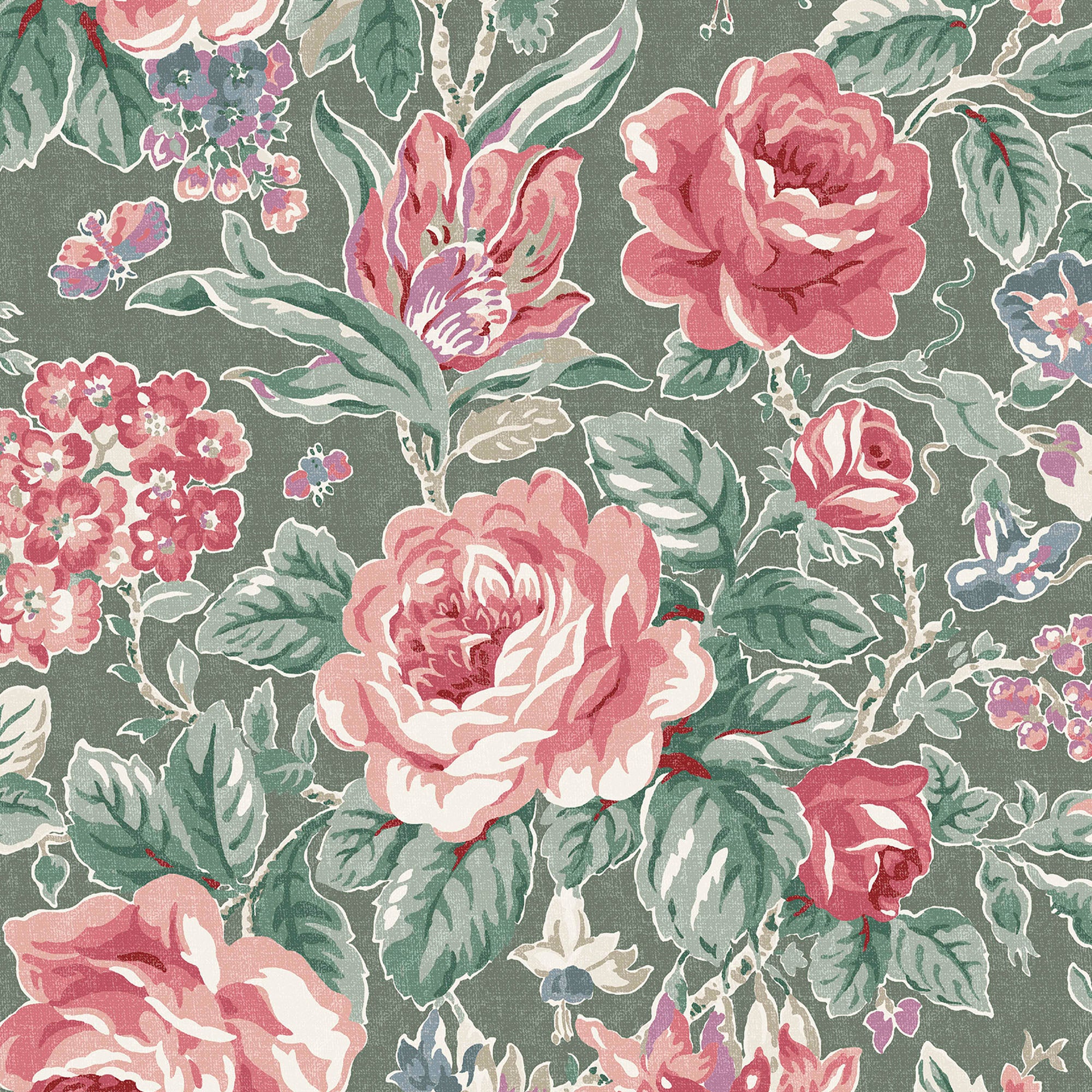 Laura Ashley Vliesbehang Wild Roses Fern Groen