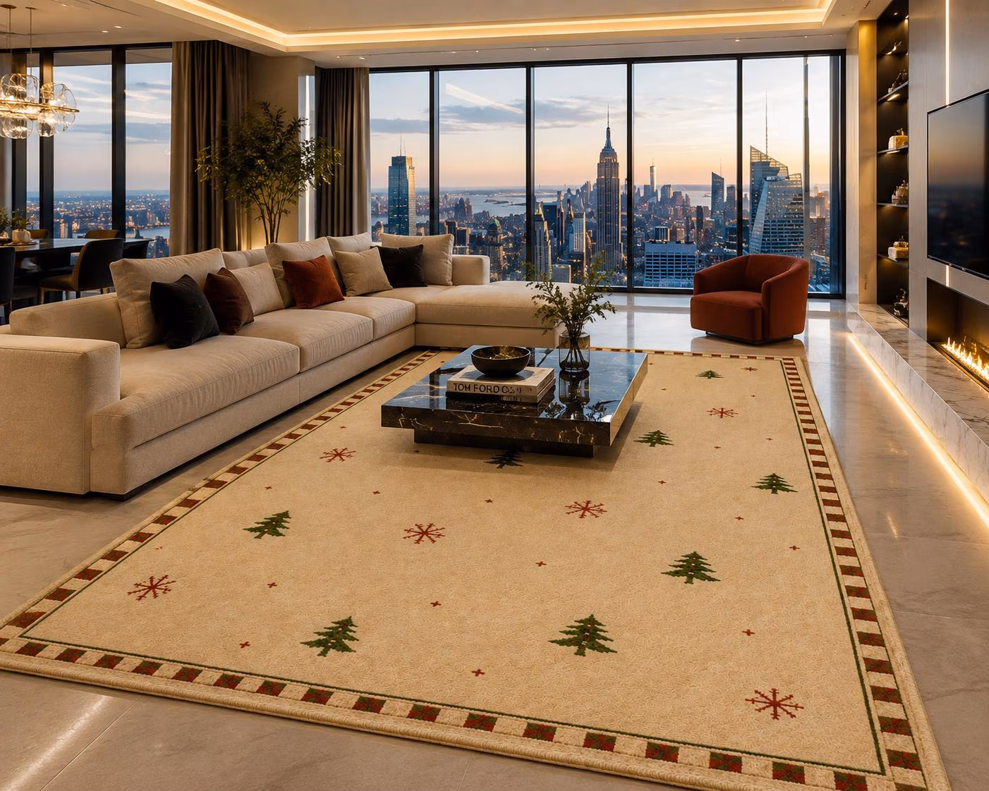 Christmas Hand Tufted Rug, Holiday Area Rug, Living Room Carpet,Cozy Winter Home Decor