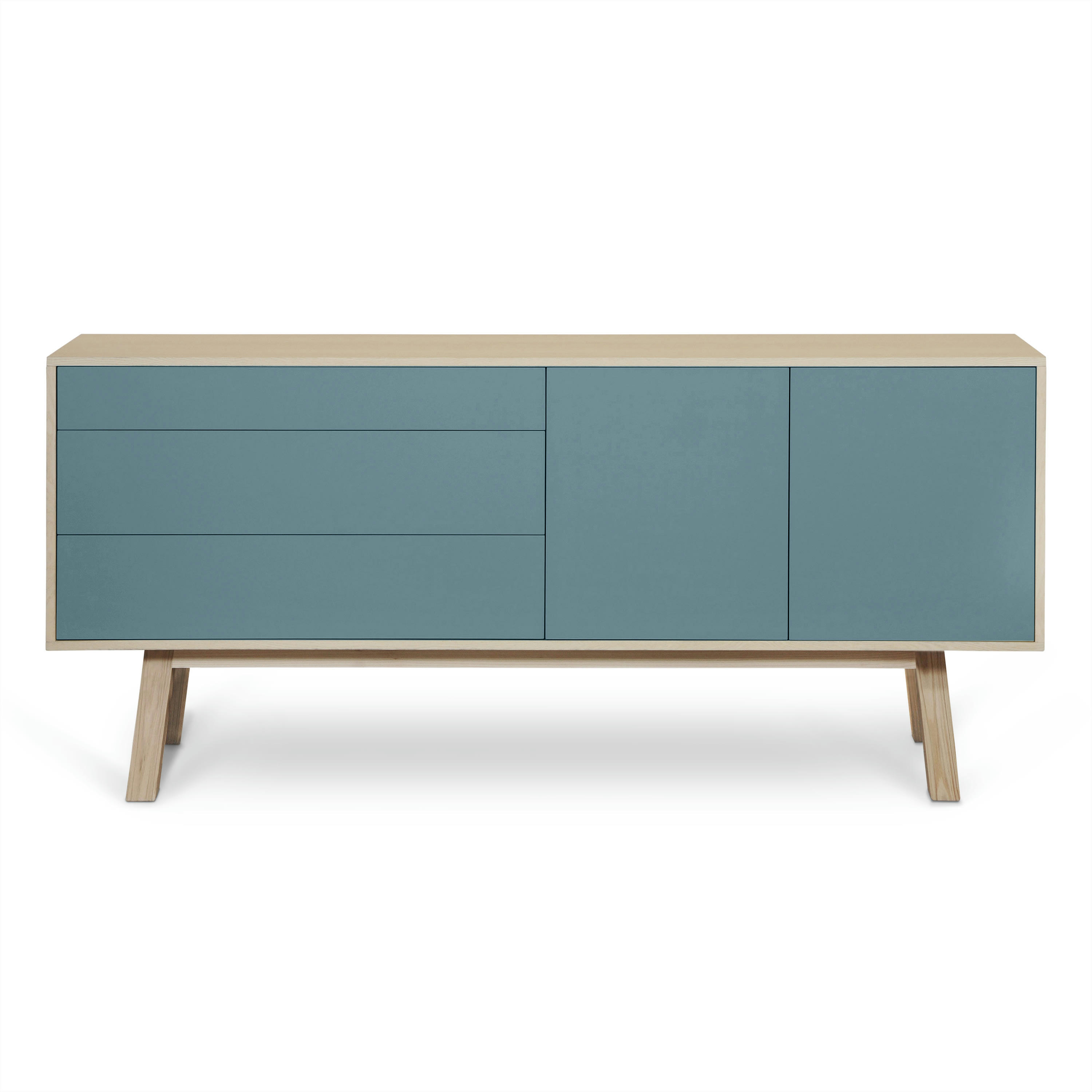 KUBE - Buffet en frêne 2 portes+3 tiroirs 180 cm, hauteur 94 cm