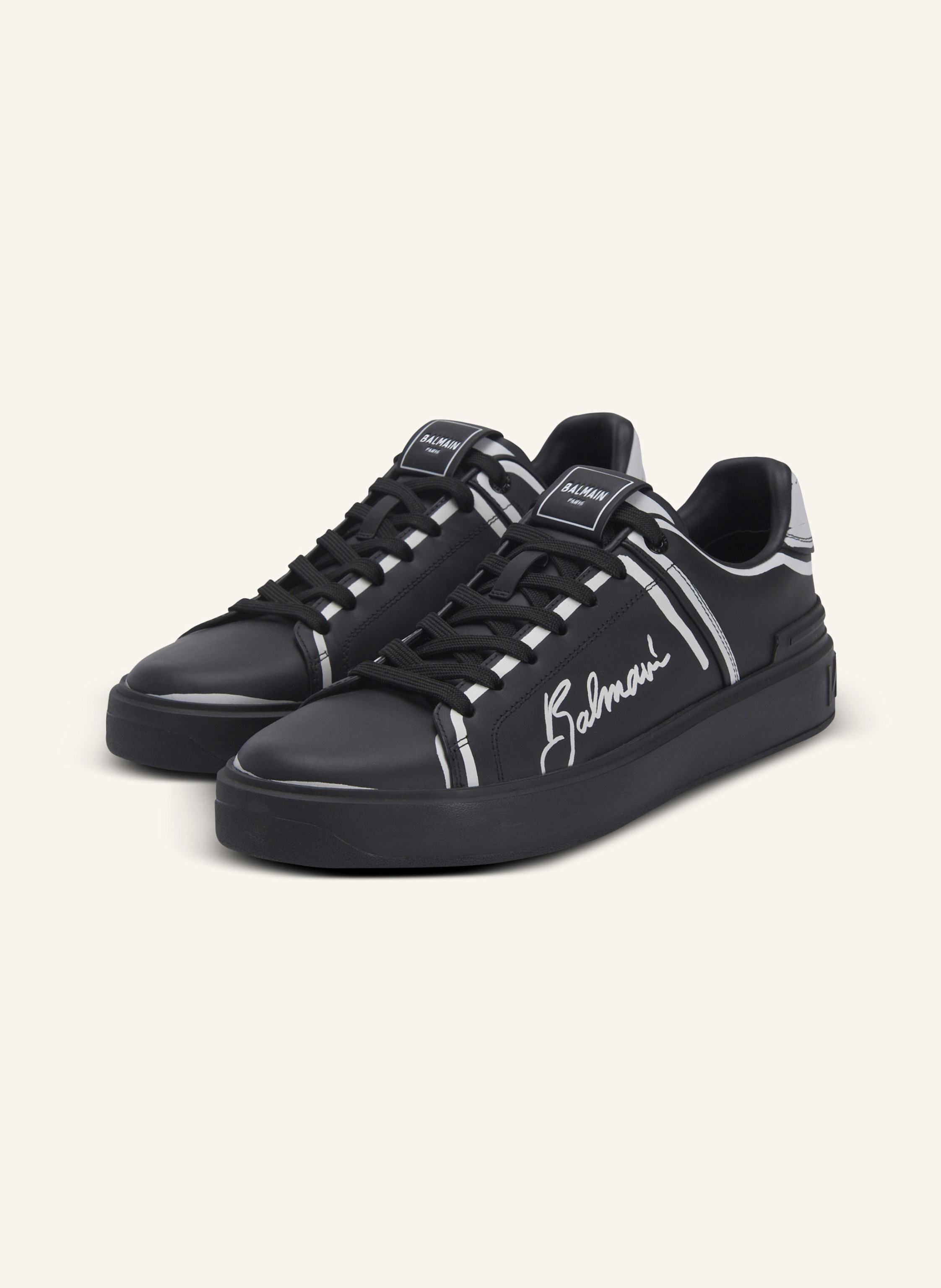BALMAIN Sneakers B-Court aus bedrucktem Kalbsleder