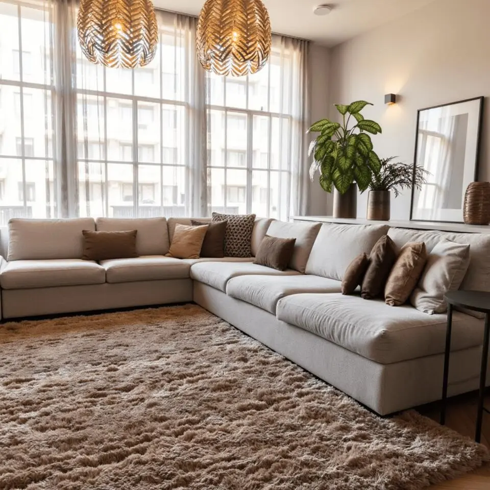 Interieur05 tapis à poils longs Fender taupe - 340 x 240 cm