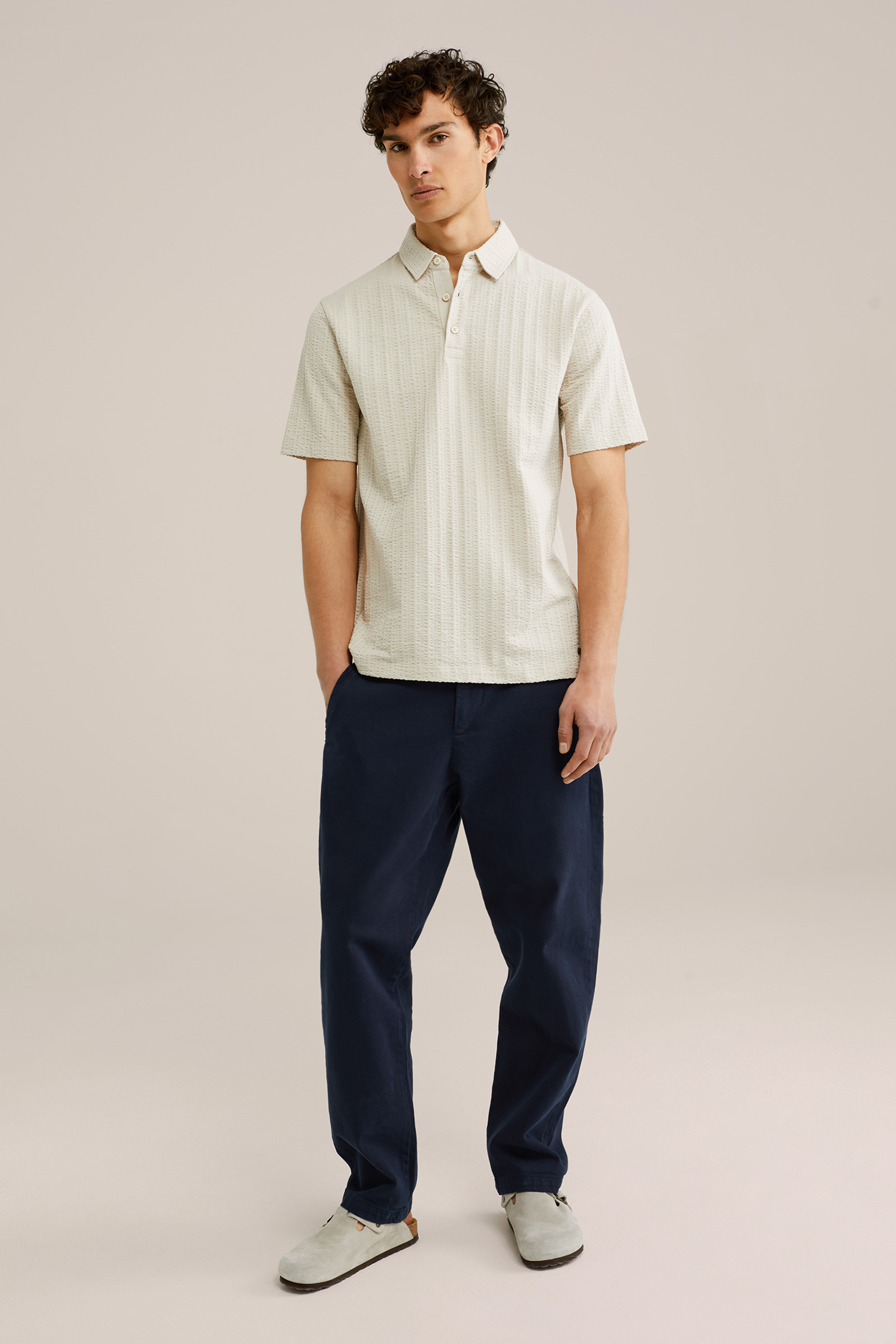 Heren Regular fit seersucker polo