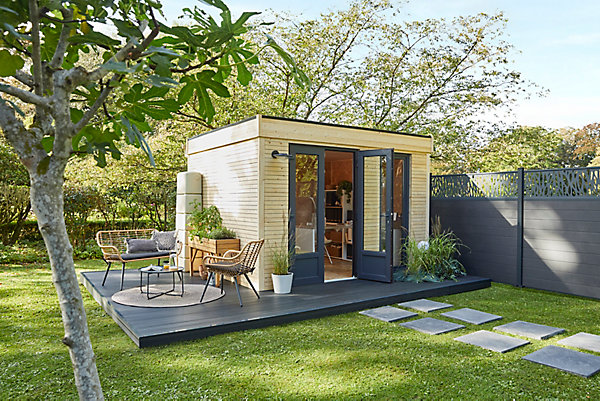 Abri de jardin Studio Décor Home en bois coloris naturel ép.44 mm surface extérieure 10,91 m²