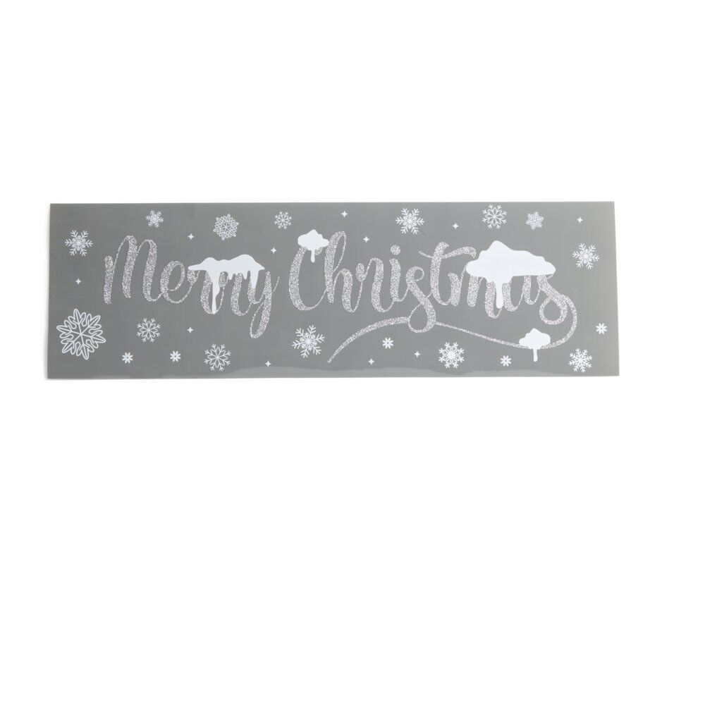 Décoration fenêtre électrostatique Merry Christmas argenté