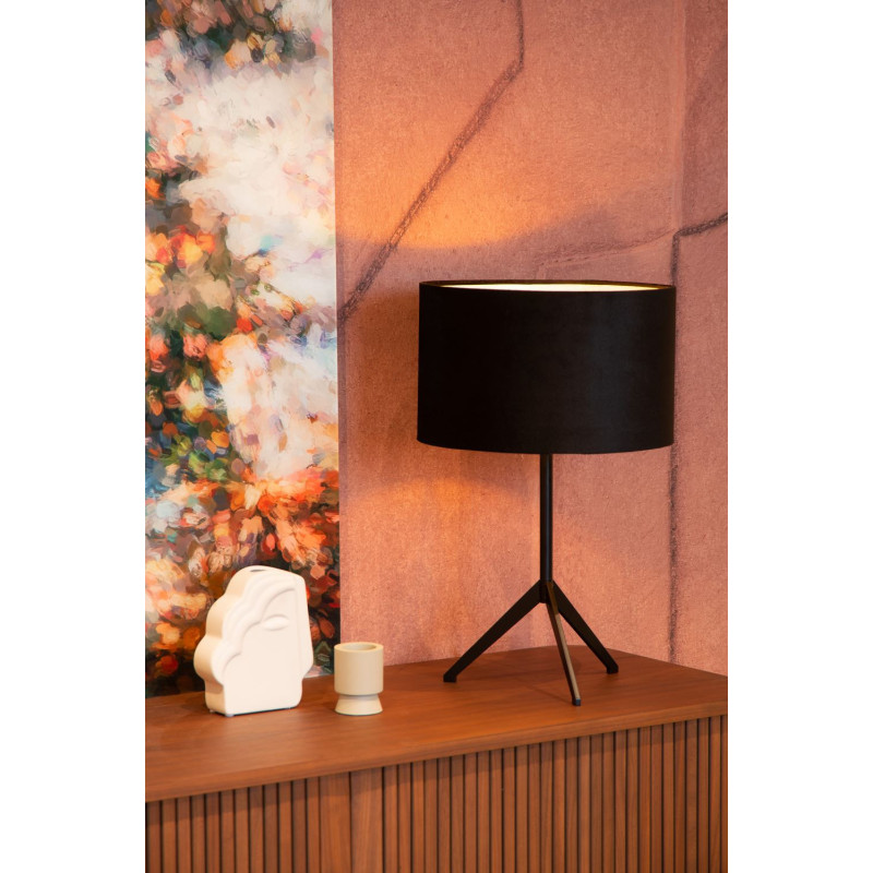 Lampe de table Tondo noire E27 60 W LUCIDE
