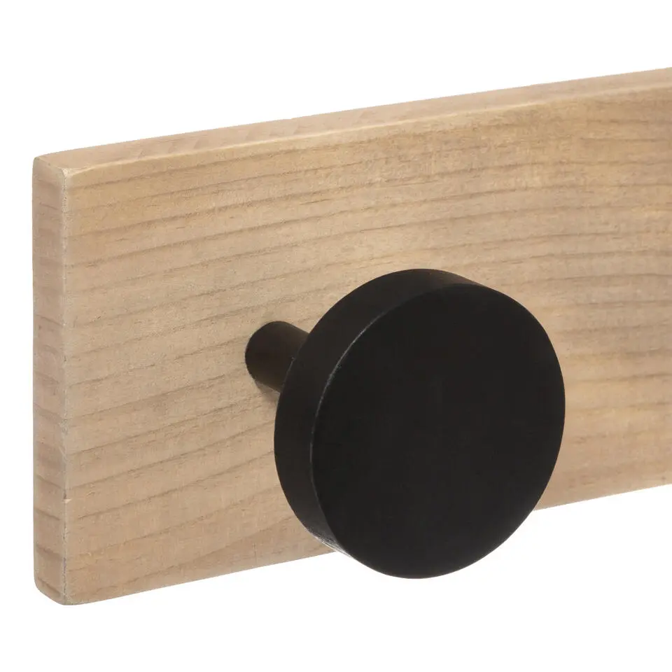 5Five Wandkapstok rek - lichtbruin/zwart - 6 ophanghaken - 58 cm