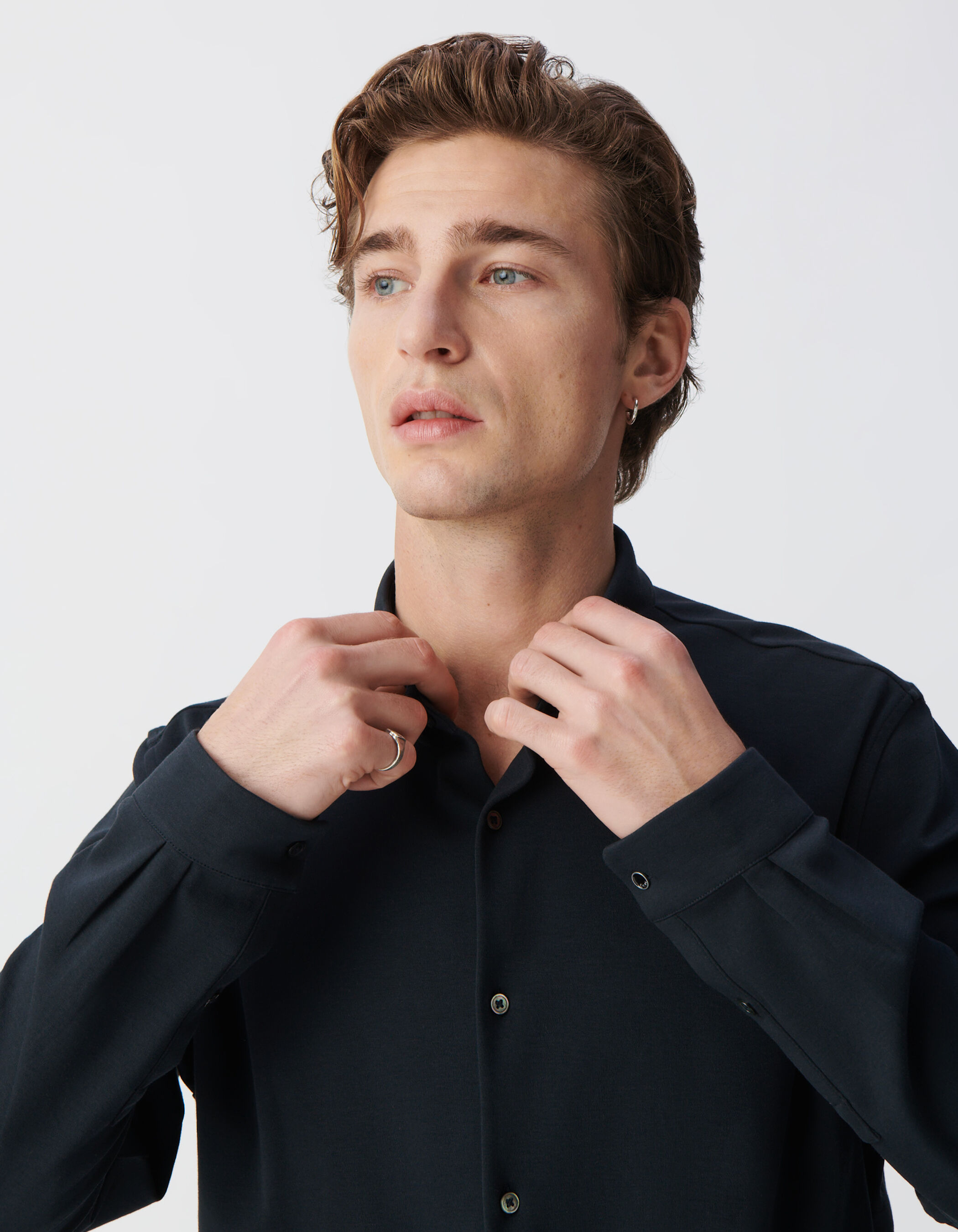 Chemise REGULAR marine manches longues Interlock Homme