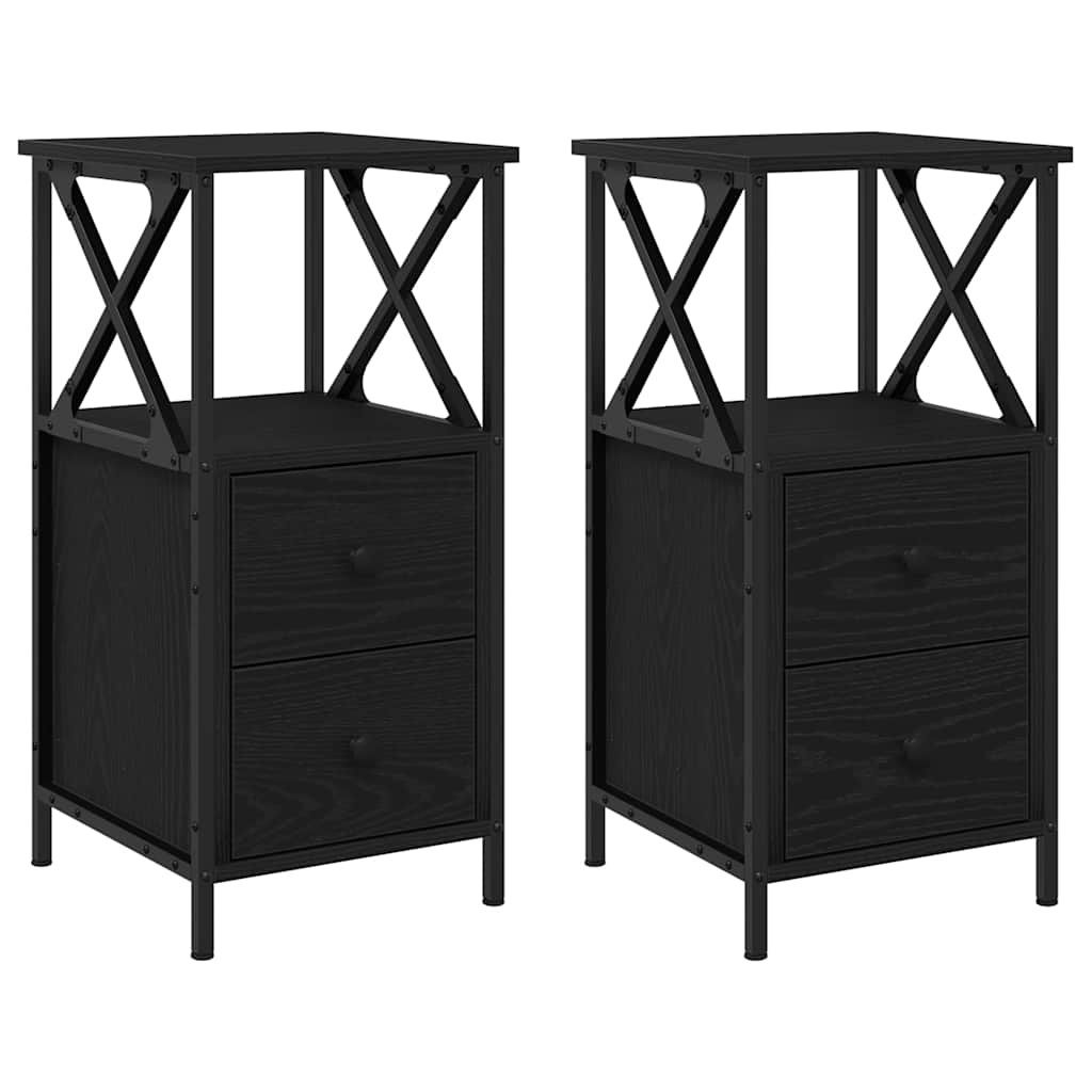 2x Szafka Nocna KomodaCzarna Stolik Półka Nocna34 x 35.5 x 70