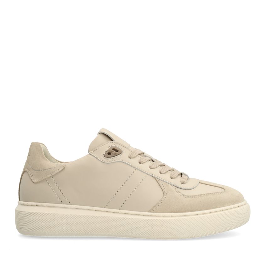 Manfield Grijze leren sneakers