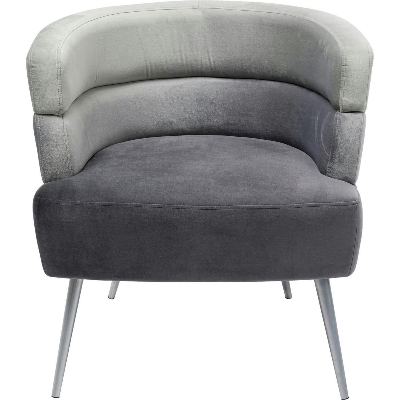 SANDWICH - Fauteuil en velours gris et acier chromé