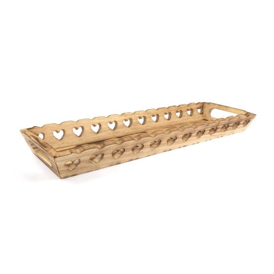 Wooden Heart Tray 40cm x 13cm x 4cm