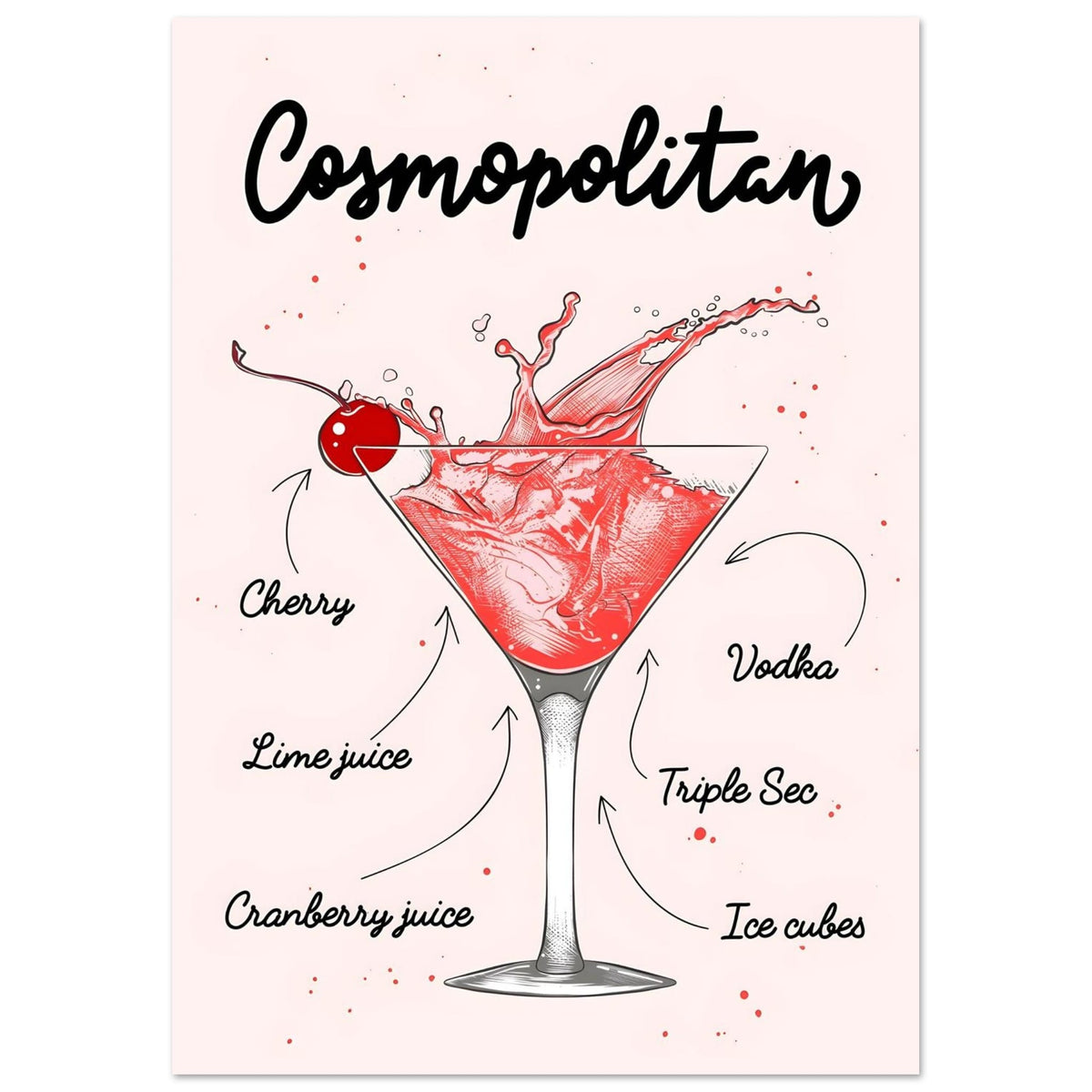 Artfulprints Cosmopolitan cocktail II – Illustratie  poster A4 21x29.7 cm