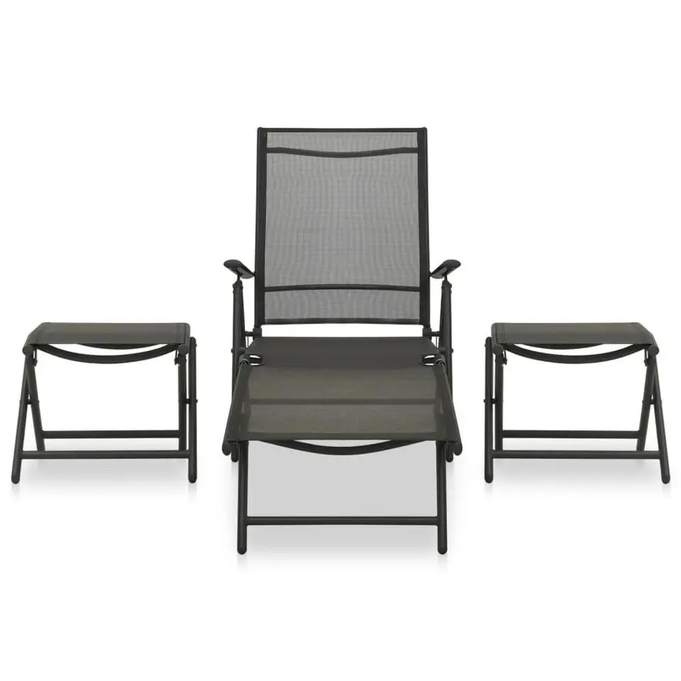 vidaXL - Loungeset - Zwart - Aluminium