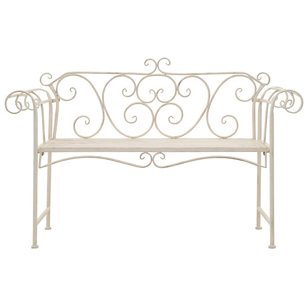 Banc de jardin meuble de patio metal blanc Helloshop26