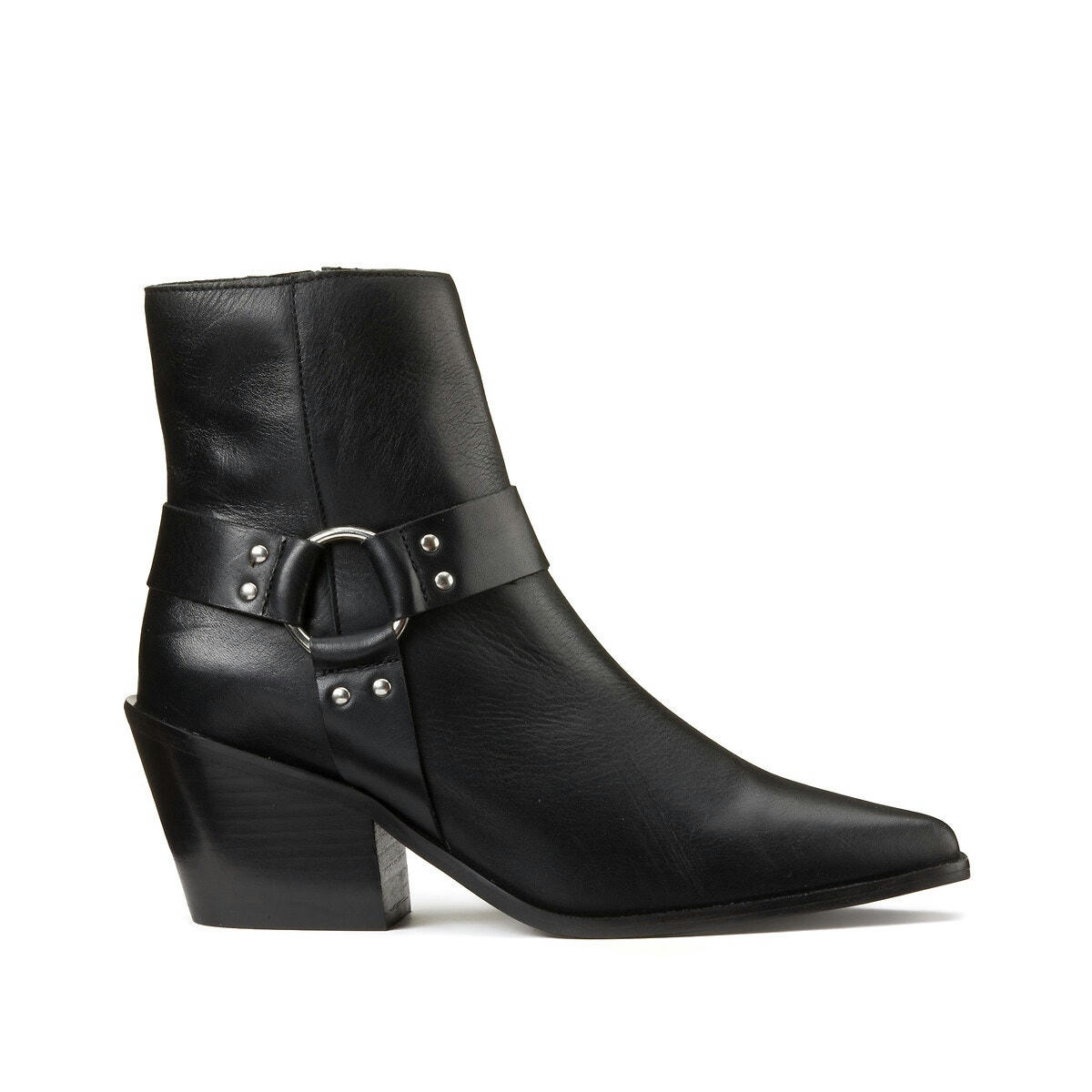 Boots motarde esprit western en cuir