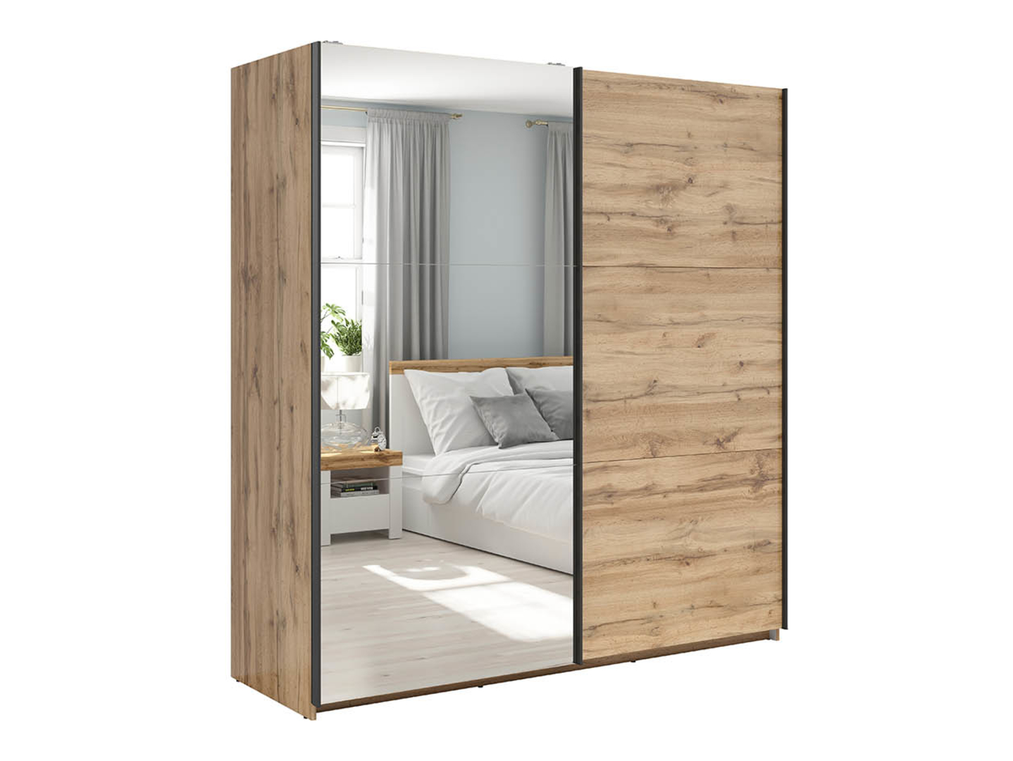 Szafa przesuwna Tetrix 183 cm z lustrem dąb wotan