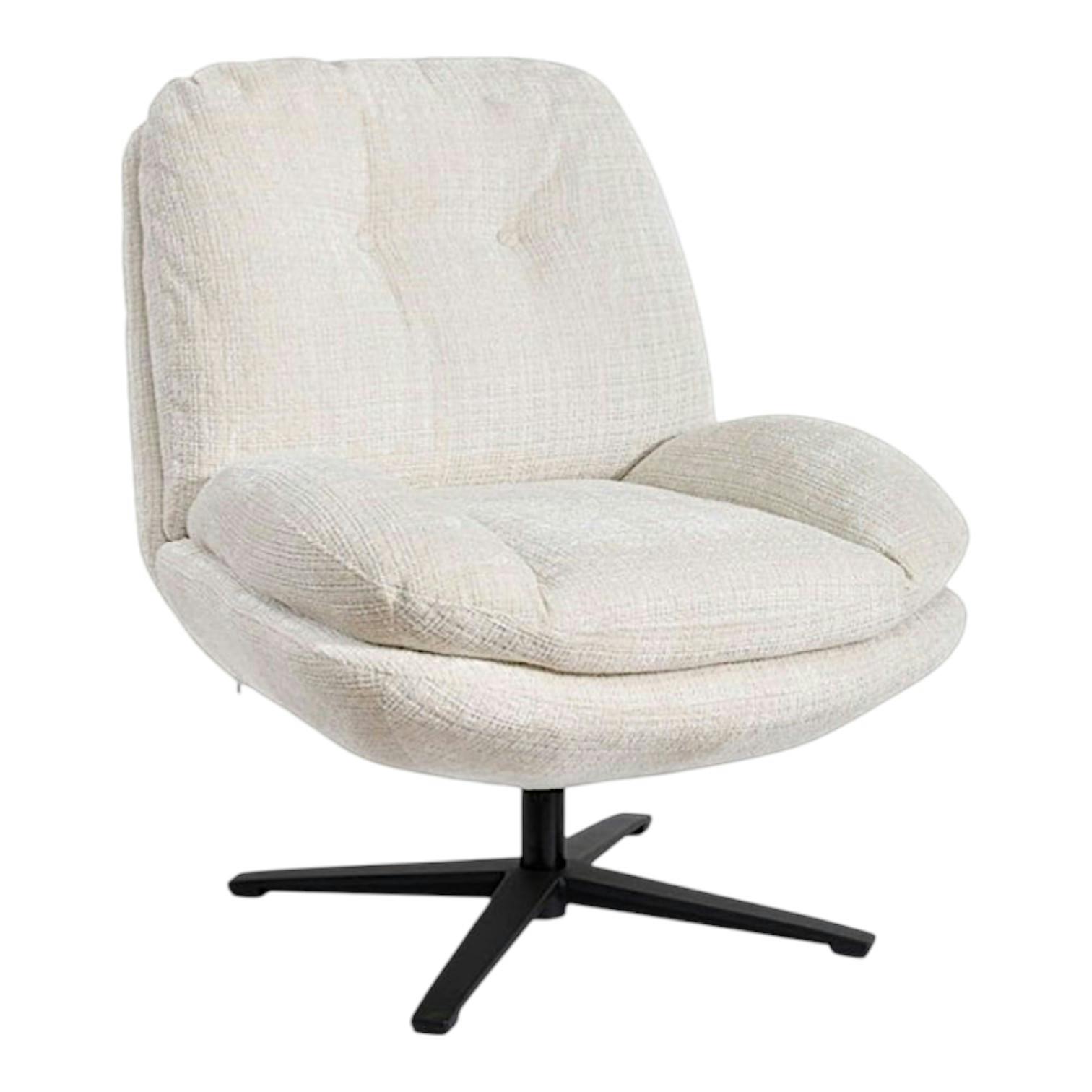 Fauteuil confort pivotant tissu doux écru IENA