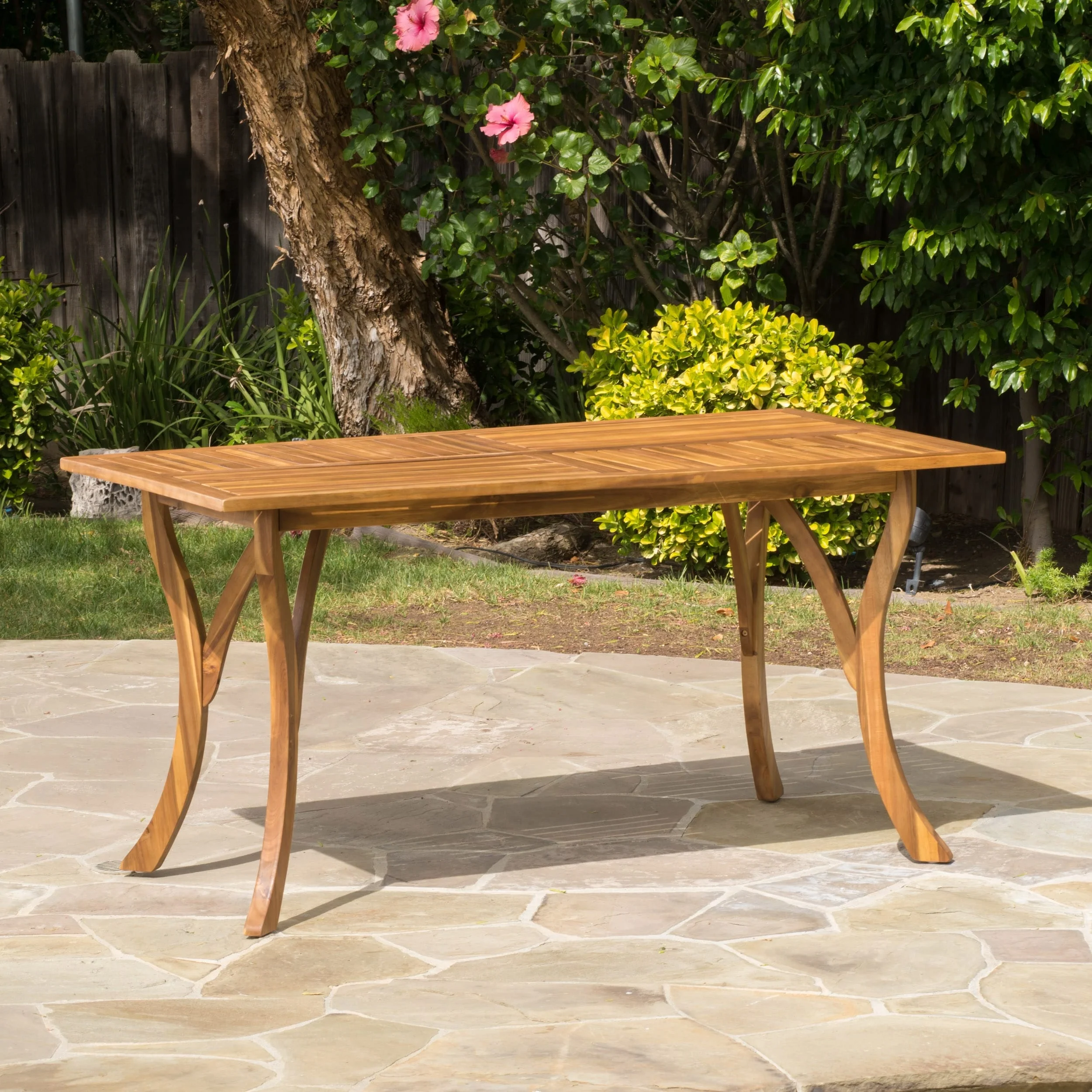 Hermosa Outdoor Acacia Wood Rectangle Dining Table (ONLY) by Christopher Knight Home - 59.00 L x 31.50 W x 30.00 H