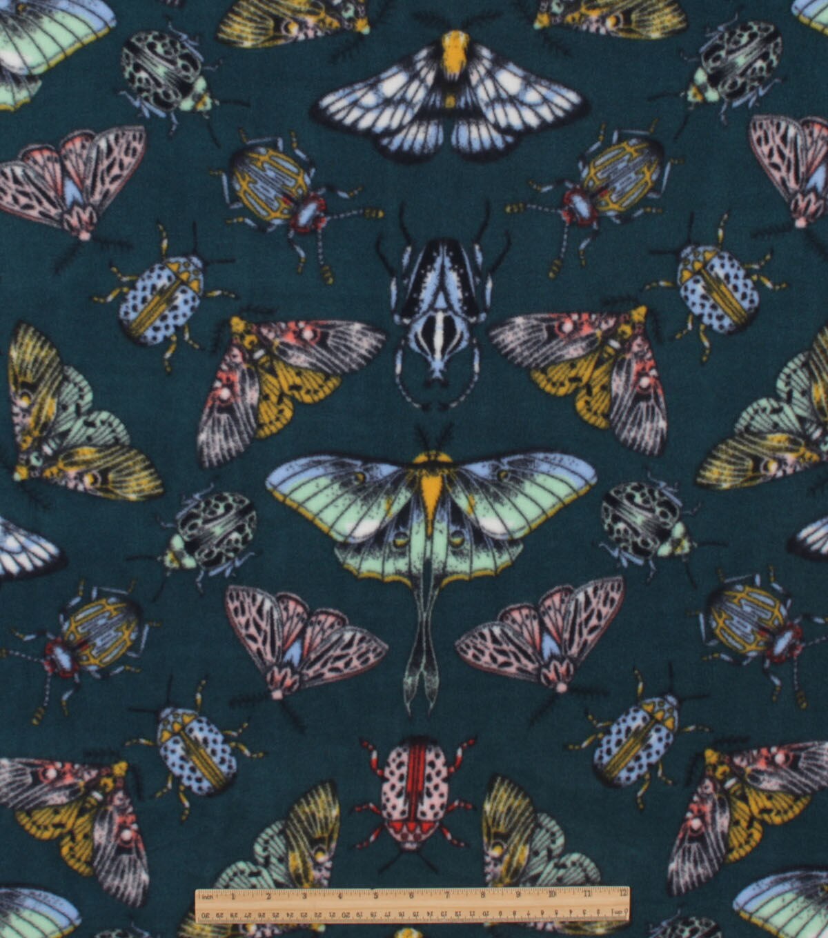 Moths on Green Anti Pill Plush Fleece Fabric