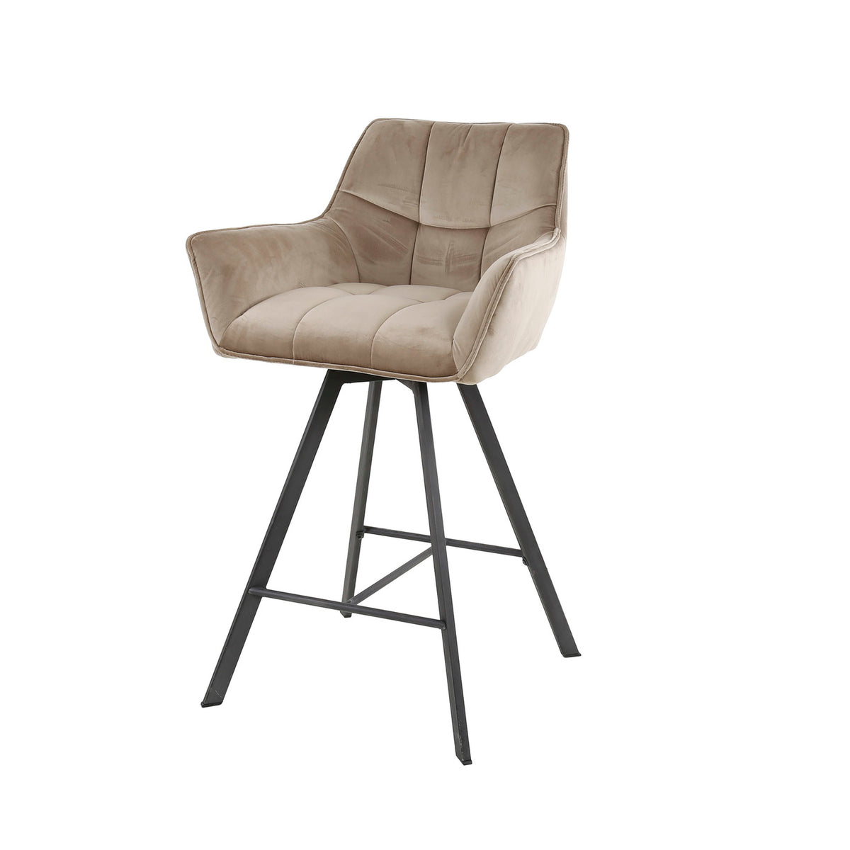 Giga Meubel Barstoel Raster - Champagne Velvet - Draaibaar - Zithoogte 69cm - Set van 2 - Set van 2