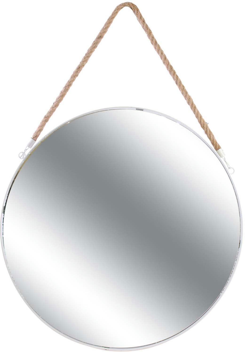 - Miroir rond blanc anse jonc D50cm